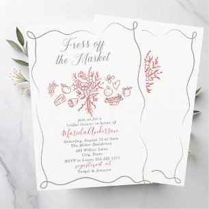Elegante Wasserfarbe frisch vom Markt Bridal Sh Einladung