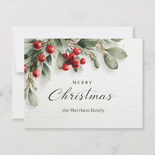 Elegante Wasserfarbe "Frohe Weihnachten" Gruß Postkarte