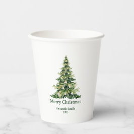 Elegante Wasserfarbe Frohe Weihnachtsbaum Non-Foto Pappbecher