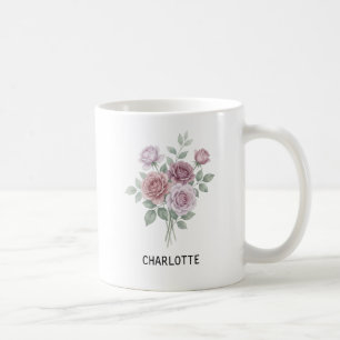 Elegante Wasserfarbe-Gartenrose-Tasse Kaffeetasse