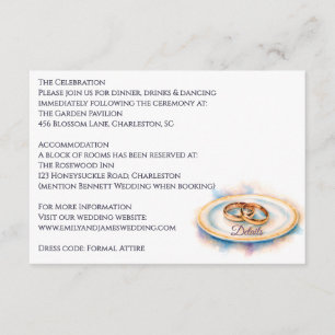 Elegante Wasserfarbe Goldene Rose Hochzeiten Begleitkarte
