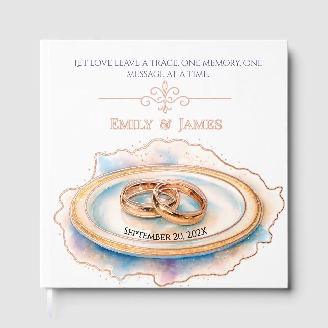 Elegante Wasserfarbe Goldene Rose Hochzeiten Gästebuch (Vorderseite)