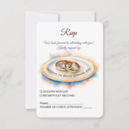 Elegante Wasserfarbe Goldene Rose Hochzeiten RSVP Karte