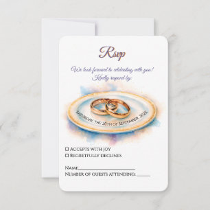 Elegante Wasserfarbe Goldene Rose Hochzeiten RSVP Karte