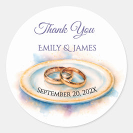 Elegante Wasserfarbe Goldene Rose Hochzeiten Runder Aufkleber