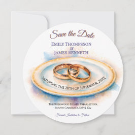 Elegante Wasserfarbe Goldene Rose Hochzeiten Save The Date