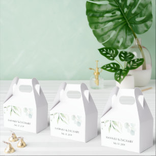 Elegante Wasserfarbe-Grün-Botanik-Hochzeit Geschenkschachtel