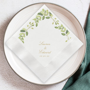Elegante Wasserfarbe-Grün-Hochzeit Serviette