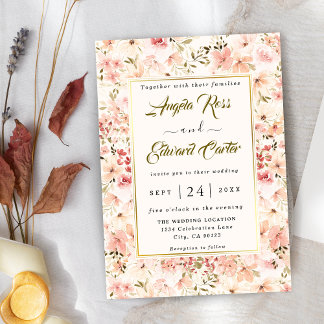 Elegante Wasserfarbe Kleine Blütenhochzeit Einladu Save The Date