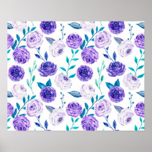 Elegante Wasserfarbe Lila Floral Bouquet  Poster
