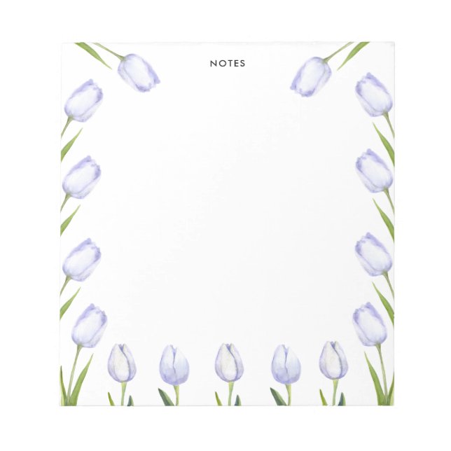 Elegante Wasserfarbe Lila Tulip Blumen Blumen Notizblock (Vorderseite)