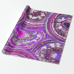 Elegante Wasserfarbe Lila- und Silber-Achat-Scheib Geschenkpapier