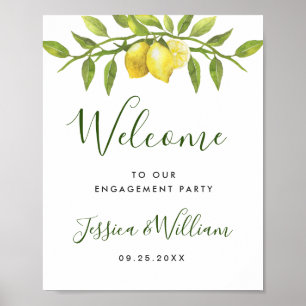 Elegante Wasserfarbe-Limonen-Grün ENGAGEMENTSPARTY Poster