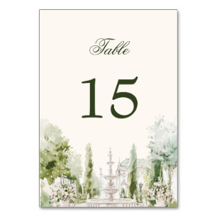 Elegante Wasserfarbe Manor-Garten-Hochzeit Tischnummer