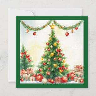 Elegante Wasserfarbe Moderne frohe Weihnachtsbaume Feiertagskarte