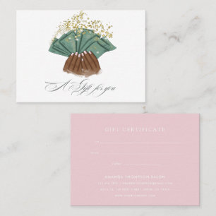 Elegante Wasserfarbe-Nagelsalon-Geschenkgutschein Visitenkarte