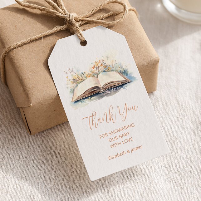 Elegante Wasserfarbe Neue Kapitel Kinderdusche Geschenkanhänger (Von Creator hochgeladen)