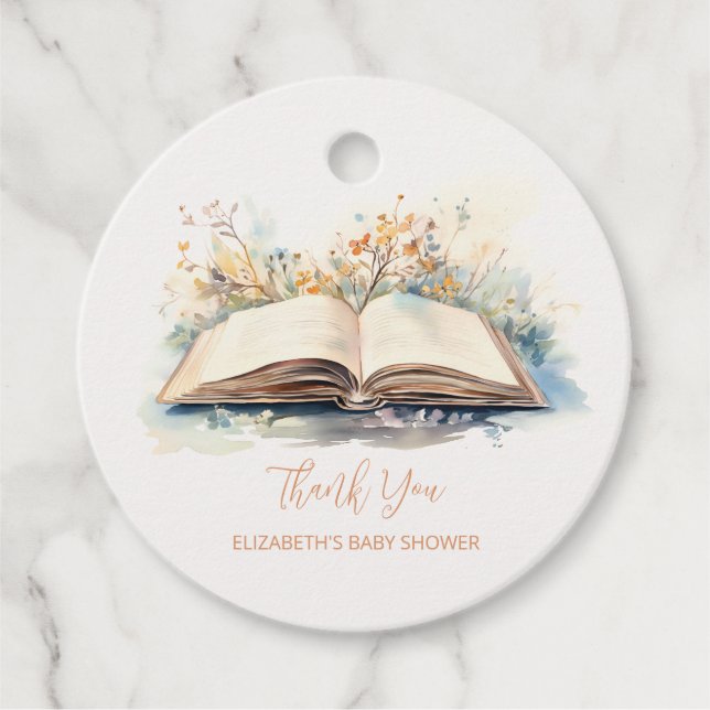 Elegante Wasserfarbe Neue Kapitel Kinderdusche Geschenkanhänger (Vorderseite)