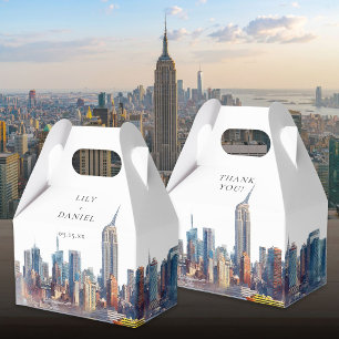 Elegante Wasserfarbe New York City Hochzeit Geschenkschachtel