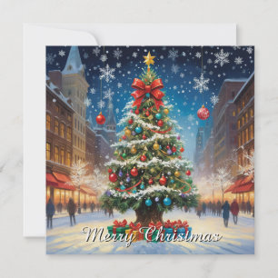 Elegante Wasserfarbe Non Foto Frohe Weihnachtsbaum Feiertagskarte