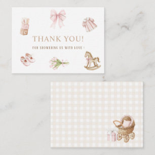 Elegante Wasserfarbe-Nursery Girl Beige  Rosa Spie Mitteilungskarte