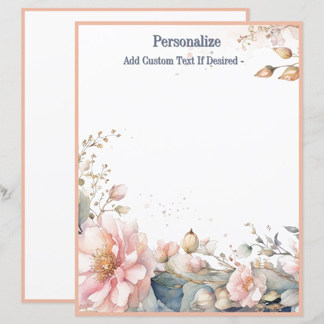 Elegante Wasserfarbe Pastell Blumen Personalized (Vorne/Hinten)