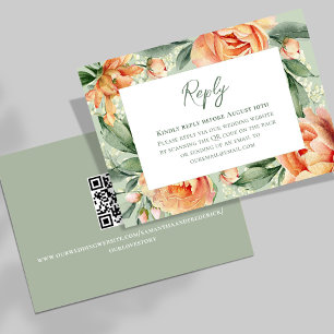 Elegante Wasserfarbe Peach Flora Hochzeit RSVP Karte