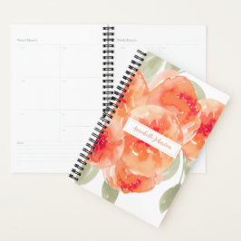 Elegante Wasserfarbe Peach Peonies Floral Planer