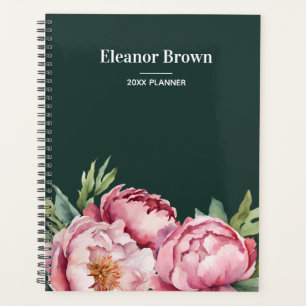 Elegante Wasserfarbe Peonis Pink & Green Custom Planer