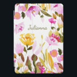 Elegante Wasserfarbe Personalisiert Name Boho iPad Pro Cover<br><div class="desc">Eleganter,  gelber Rosa Personalisierter Fall</div>