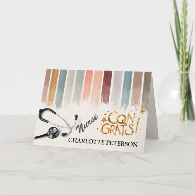 Elegante Wasserfarbe Pinselstrich Nurse Abschluss Karte (Vorderseite)