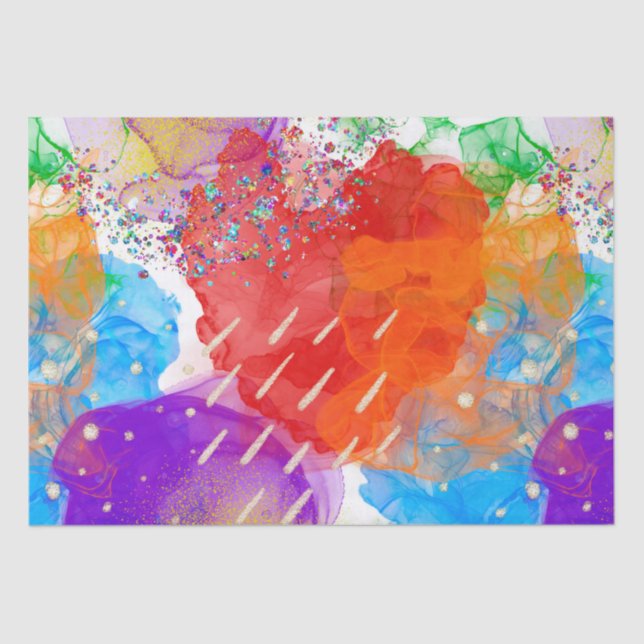 Elegante Wasserfarbe Regenbogen Pride Alkohol Tint Seidenpapier (Vorderseite)