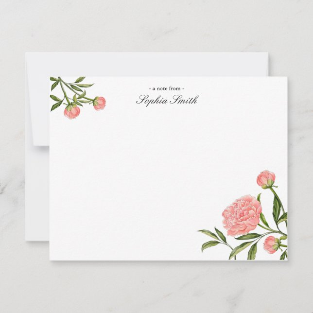 Elegante Wasserfarbe Rosa Blume Dankeskarte (Vorderseite)