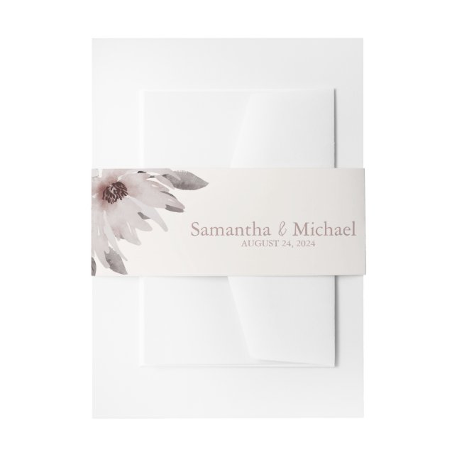 Elegante Wasserfarbe Rosa Blume Hochzeit Einladungsbanderole (Vorderseite Beispiel)