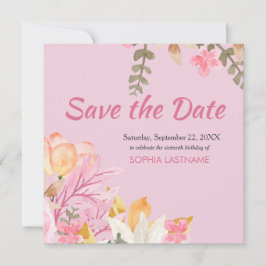 Elegante Wasserfarbe Rosa Blüte Save The Date