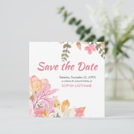 Elegante Wasserfarbe Rosa Blüte Save The Date