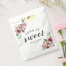 Elegante Wasserfarbe Rosa Bouquet Hochzeit Geschenktütchen