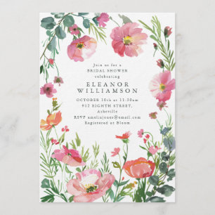 Elegante Wasserfarbe Rosa Florale Brautparty Einladung