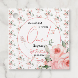 Elegante Wasserfarbe Rosa Girl 1. Geburtstag Geschenkanhänger