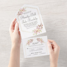 Elegante Wasserfarbe Rosa Lilien Hochzeit