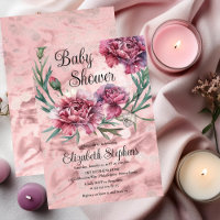 Elegante Wasserfarbe Rosa Nelken Baby Shower