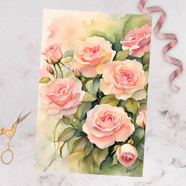 Elegante Wasserfarbe Rosa Rosen Seidenpapier