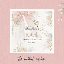Elegante Wasserfarbe Rosa Schleife Floral 100. Geb