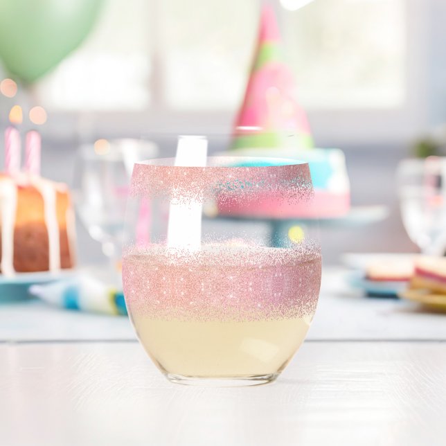 Elegante Wasserfarbe Rosa Schneeflocke Frohe Weihn Weinglas Ohne Stiel (Insitu (Geburtstag))