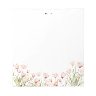 Elegante Wasserfarbe Rosa Tulip Blüten Blumen Notizblock