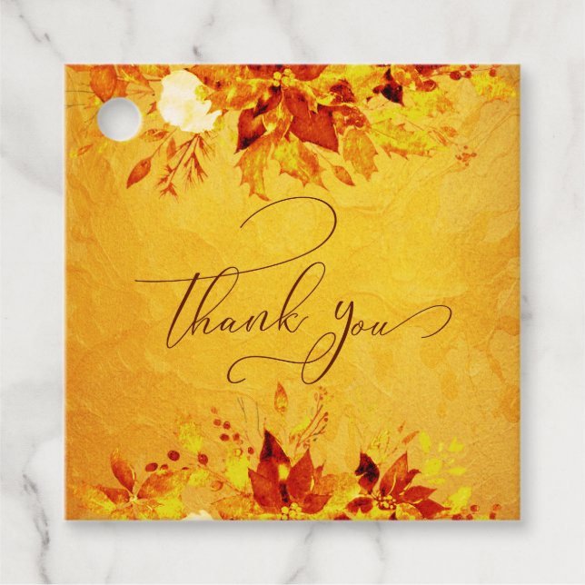 Elegante Wasserfarbe Rot und Gold Poinsettia Hochz Geschenkanhänger (Vorderseite)