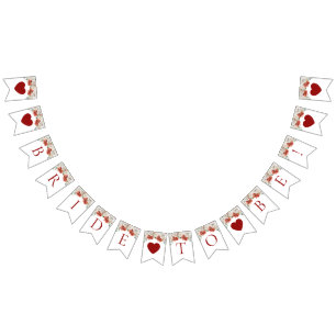 Elegante Wasserfarbe Rote Florale Winter Braut Wimpelkette