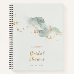Elegante Wasserfarbe-Sage-Gold-Brautparty Notizbuch