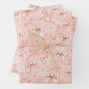 Elegante Wasserfarbe-Schleifen Geschenkpapier Set