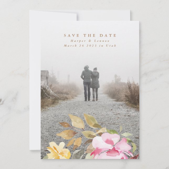 Elegante Wasserfarbe Schöne Hochzeit Save The Date (Vorderseite)